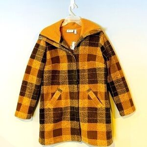 DENIM and Company size S women’s Sherpa camel plaid NWOT
